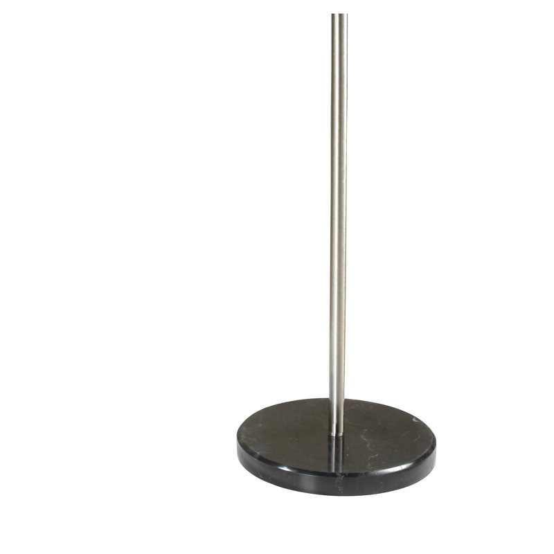 81''H Adjustable Black Floor Lamp with Real Marble Base - Brushed Steel Body & Fabric Shade for Living Room Bedroom Office