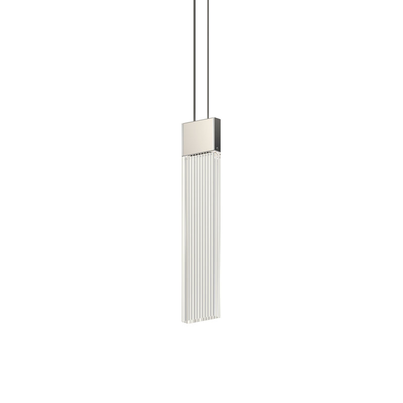 V Panels 1 - Light LED Unique/Statement Pendant, Polished Chrome