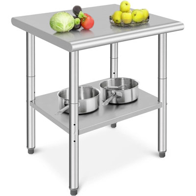Table en acier inoxydable, avec tablette inférieure réglable