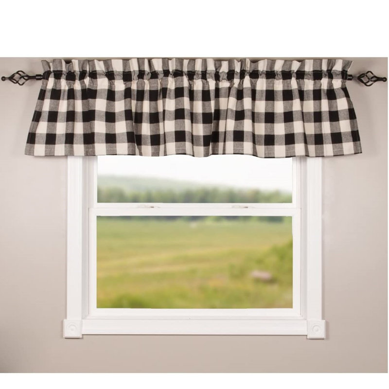 Cotton Checkered Window Valance, Black