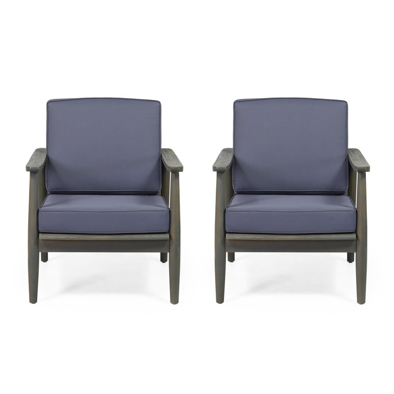 Chaise d'extérieur avec coussins James, Gris foncé, Gris