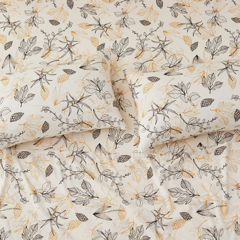 Ensemble de taies d'oreiller en tissu à motif numérique, Floral brun, Taie d'oreiller très grande