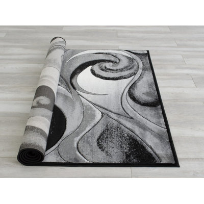 Tapis gris/bleu/orange area oriental Aeryn