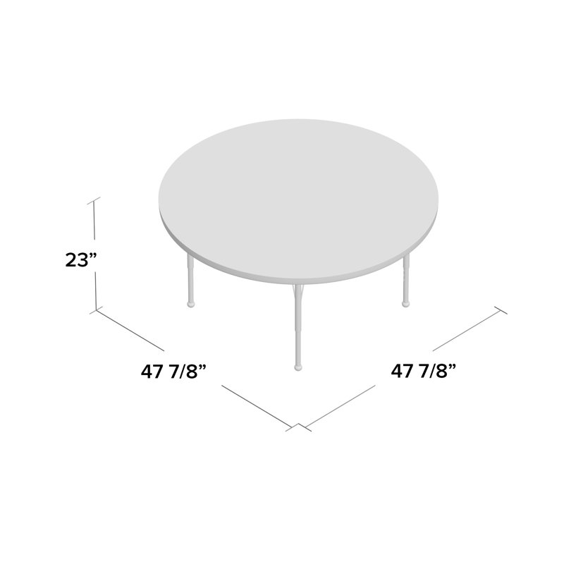 Table d'activité thermo-fusionnée réglable 48 po, Gris, Roulement à bille standard, Noir
