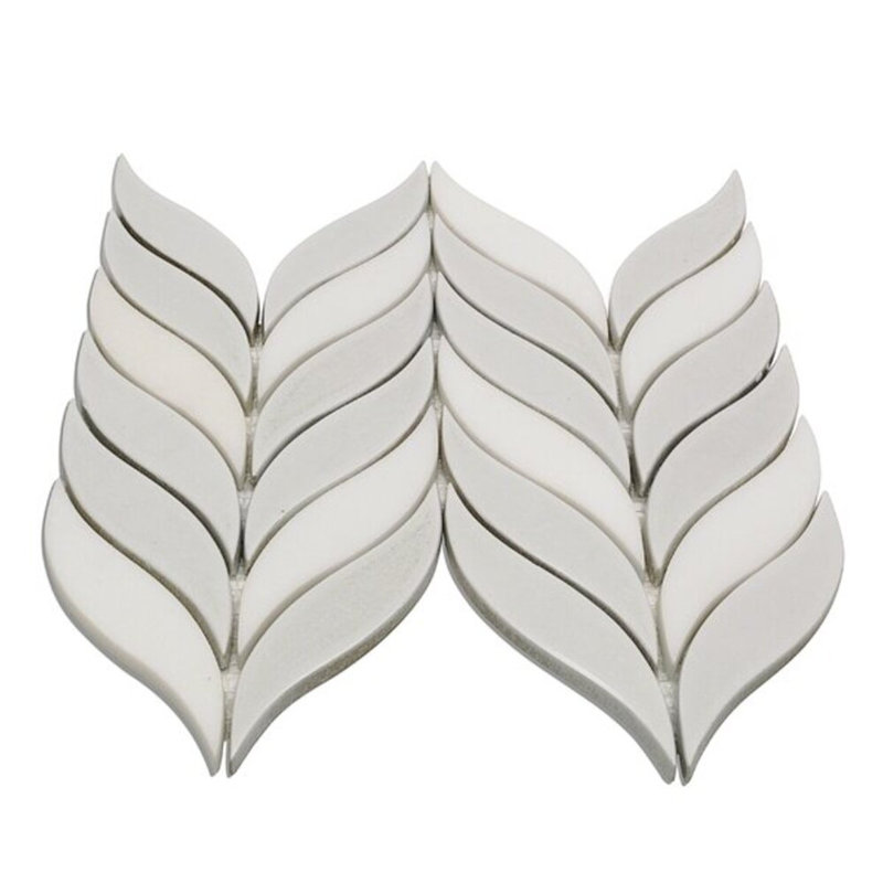 Nabi Sprig 11x12 Crackled Glass Mosaic Tile, Glacier White