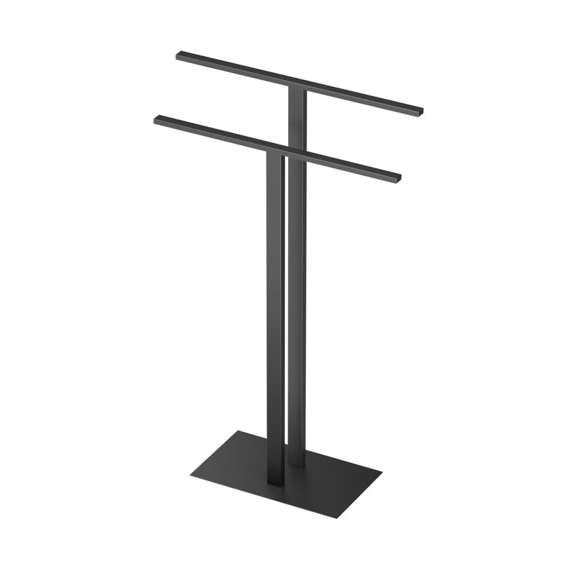 Porte-serviettes sur pied H 32,50 "sur pied avec base lestée | Porte-serviettes en forme de T double pour salle de bain