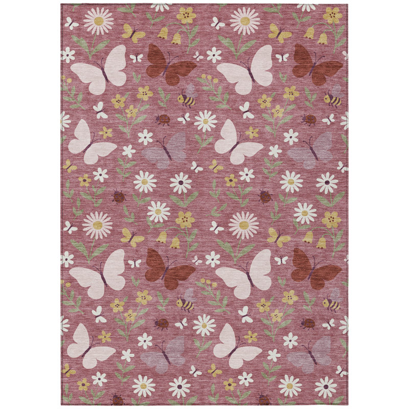 Machine Washable Indoor/Outdoor Chantille ACN2618 Kids Rug, Mauve, 9' x 12'
