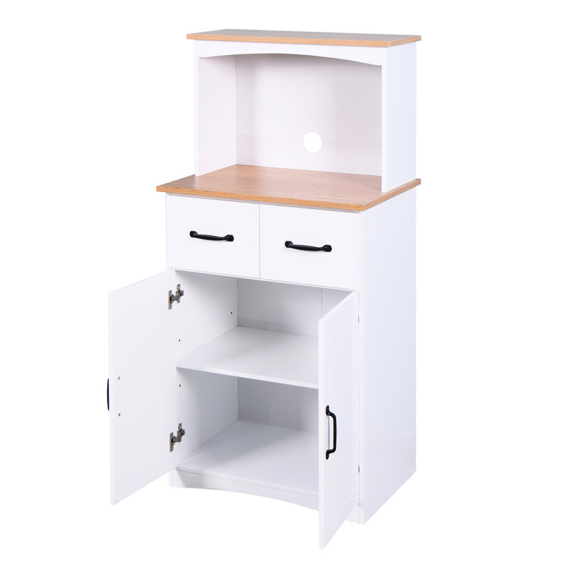 Armoire de cuisine pour micro-ondes: rangement pour garde-manger blanc avec grand tiroir et armoire pour garde-manger: espace de rangement