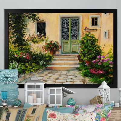 Fleurs colorées dans la maison méditerranéenne VII - reproduction d'art sur toile