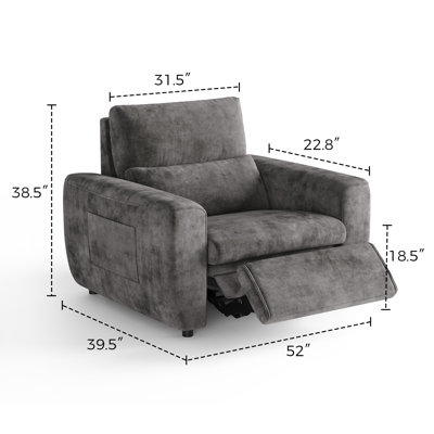 Itohan 52'' Oversized Upholstered Slipcovered Power Recliner