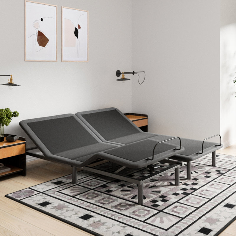 King Size Bed Adjustable Base - Quick Assembly, 12" Legs, Comfort Solution For Foldable Design, Wireless Speaker Feature