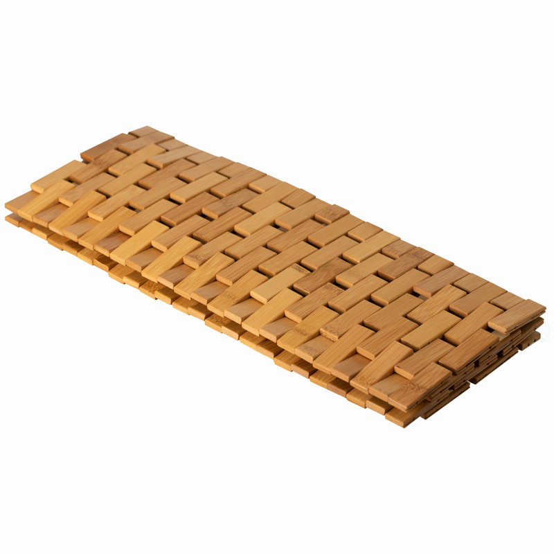 Tapis de salle de bain en bambou Fahmid, Brown, Simple - L 27,25 po x l 19,75 po