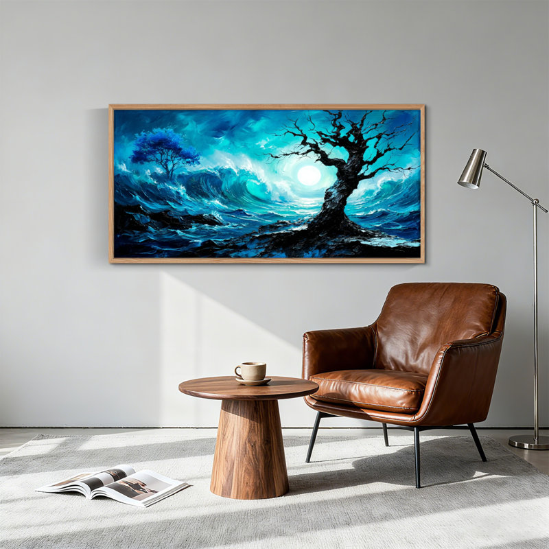 Tableau encadré sur toile « Arbre océanique », 147 x 71 cm (58 x 28 pouces), lot de 1, 58 po x 28 po