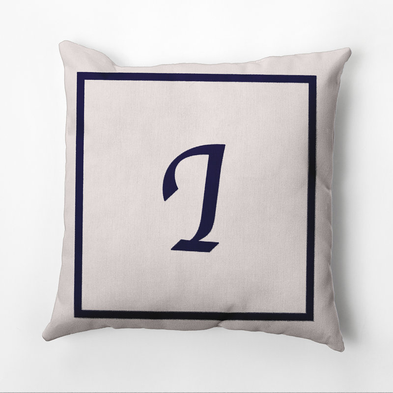 Reversible Throw Pillow, 26"x26", Navy Blue/White, I