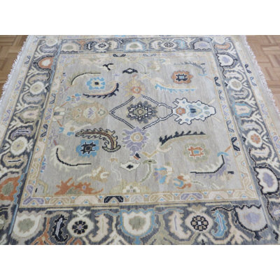 Gianluigi One-of-a-Kind 6'1" Square Wool Area Rug in Gray/Light Blue/Purple/Ivory