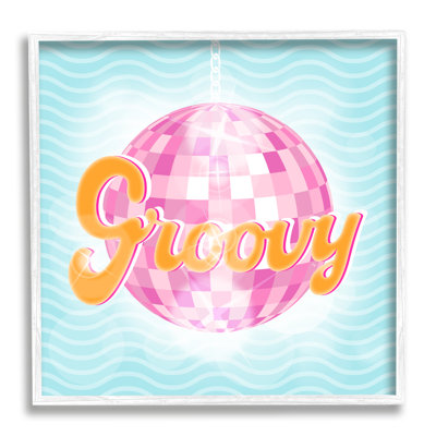 «Groovy Retro Disco Ball Stripes On Wood» par Martina Pavlova, impression