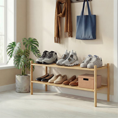Range-chaussures en bambou pour garde-robe, range-chaussures empilable