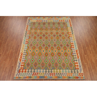 Reversible Wool Kilim Geometric Area Rug 8x11