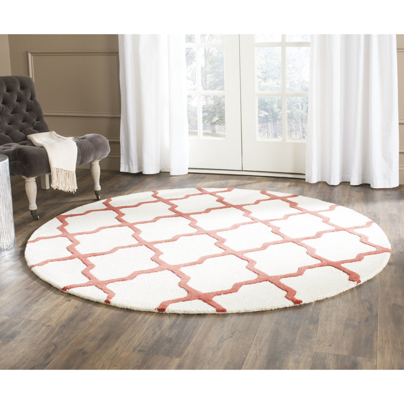 Tapis en laine touffeté à la main Cannen, Rond 6 pi, Ivoire / rouille