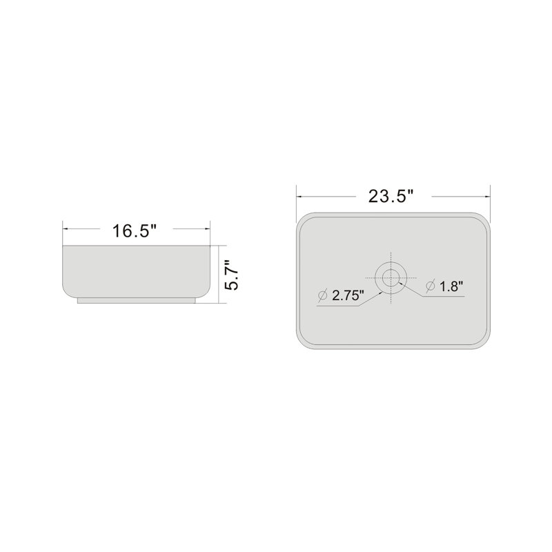 Torino Vitreous China Rectangular Vessel Bathroom Sink