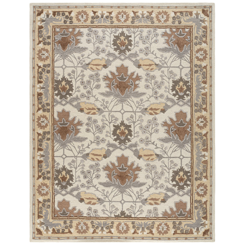 Earthly Treasures Hand Tufted Wool;Cotton;Viscose Floral Indoor Rug, Rectangle 8' x 10'