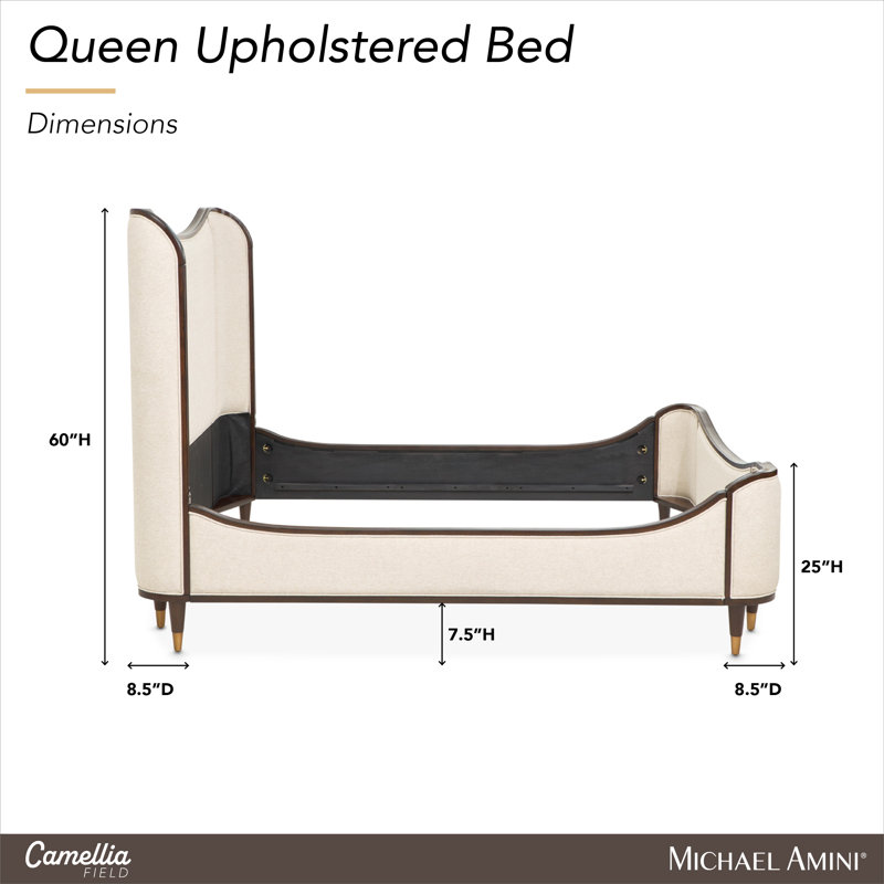 Camellia Field Upholstered Wingback Bed, Queen