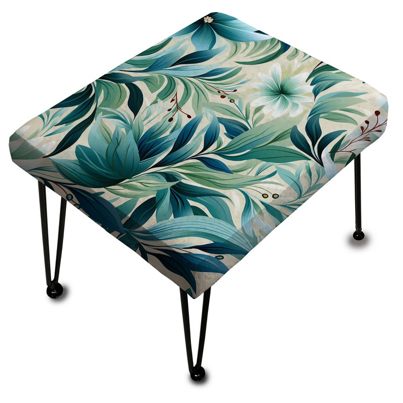 Motif botanique à feuillage océanique - Repose-pieds rectangulaire tropical