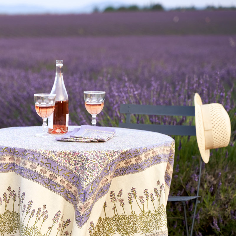 Lavender Handmade Floral Tablecloth, 71" W x 71" L