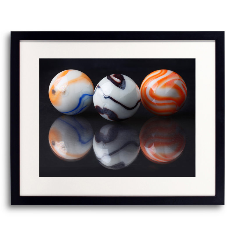 Marbles by Philippe Monthoux, Black Single Picture Framed Paper, 17.2" H x 21.2" W x 0.88" D, White