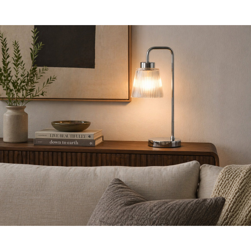 Aubriahna Metal Arched Lamp, White, Silver