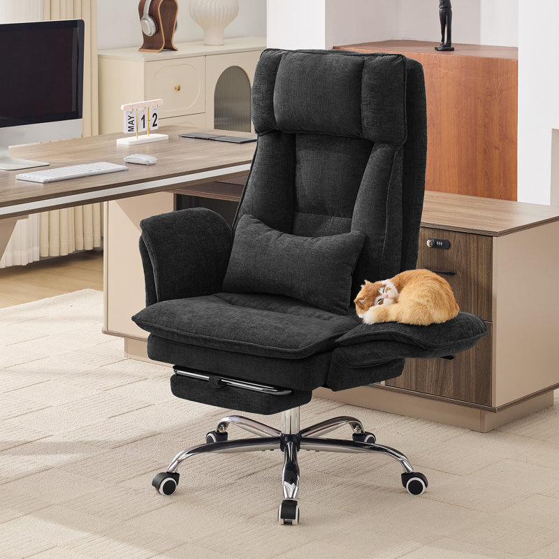 Big and Tall Office Chair, Flip Armrests for Pets & Cross Legged Sitting, Executive Ergonomic Computer Gaming Chair with Lumbar Pillow