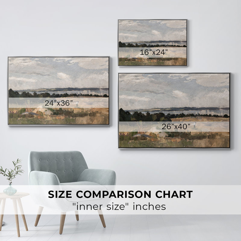 Paysage rétro - CMXLII, H 17 po x l 25 po x P 2 po, Toile argentée avec cadre flottant