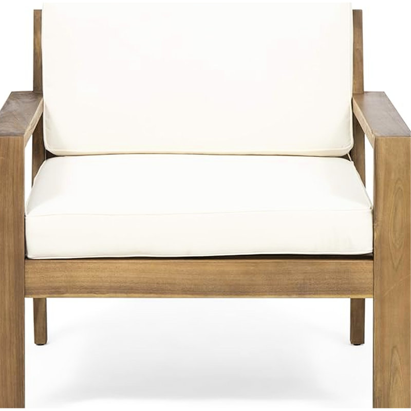 Fauteuil club en bois avec revêtement en eau crème facile d'entretien