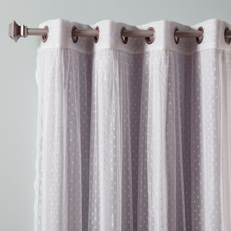 Tulle Polyester Room Darkening Curtain Panels, Lilac, 52" W x 96" L