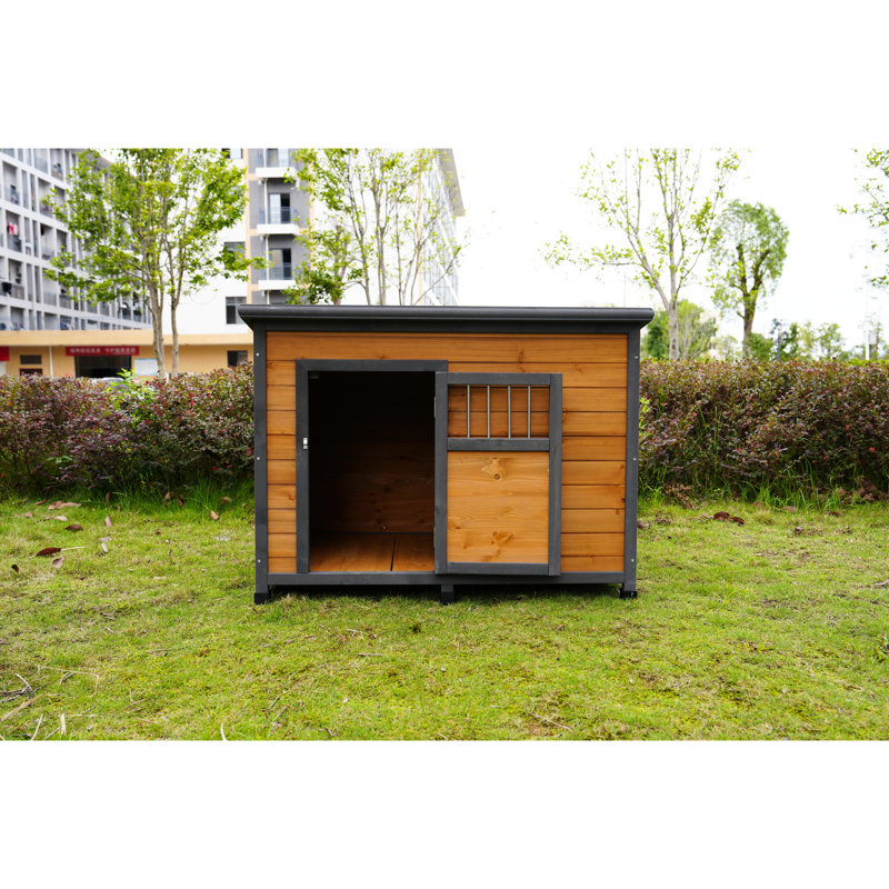 Niche pour chien en bois massif à grand espace, toit, surface imperméable 45 po