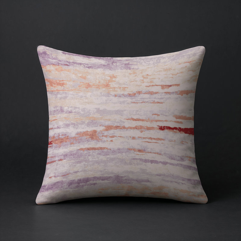 Coussin décoratif intérieur / extérieur gris Modern Modern, Rose / orange / rouge abstrait, Carré 20 po