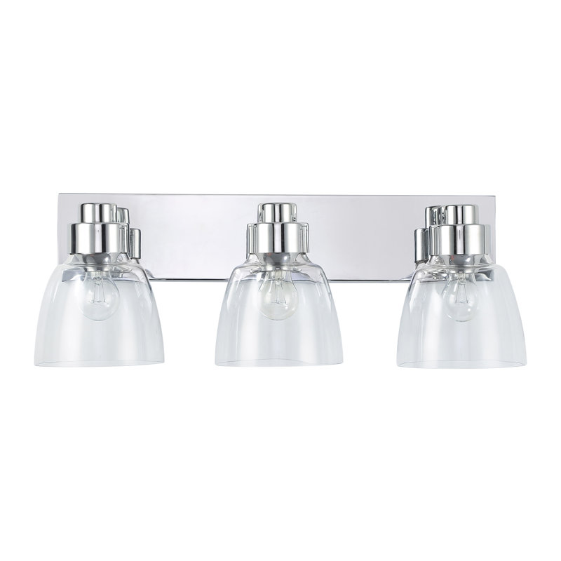3 - Light Vanity Light - Chrome - Clear Glass, Chrome