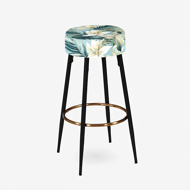 Coastal Neutrals - motif tropical I - ensemble de 2 tabourets de bar tropicaux