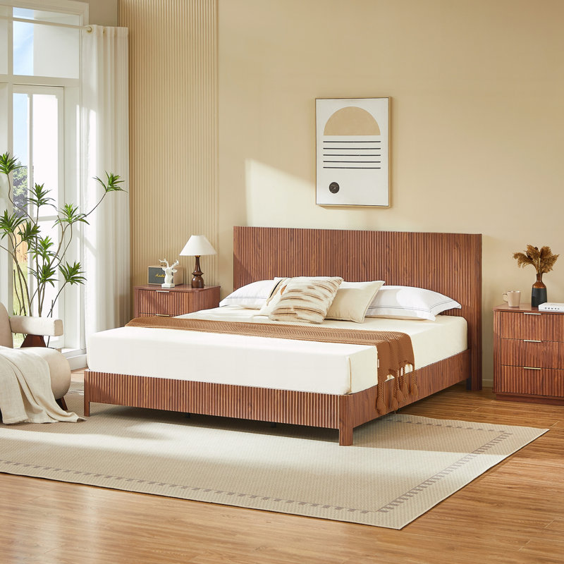 Dimensions : Ligne courbe en bois ondulÃ©, Walnut, King
