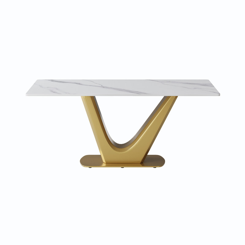 Xaidyn Rectangular, 70.84" L x 35.43" W, White, Gold