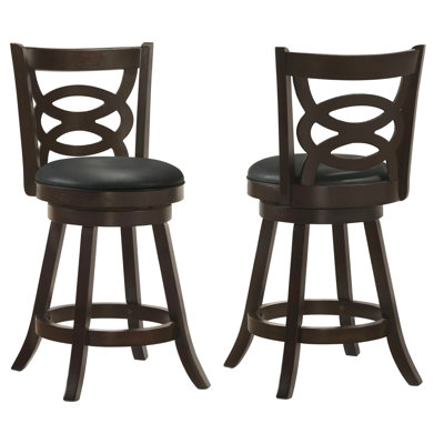 2 Cappuccino & Black Swivel Counter Stools - Comfy Seating Anytime, Eye-catching Design, Seat Of Height Chairs Relaxing Option, Contemporary Material