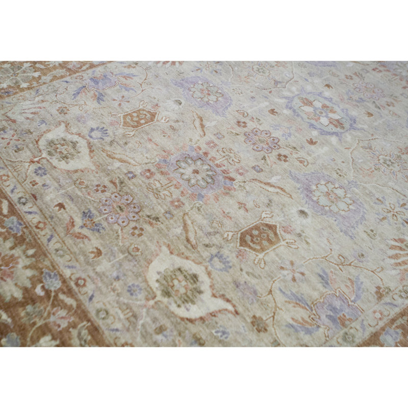 Tapis doré et rouille de haute qualité noué à la main