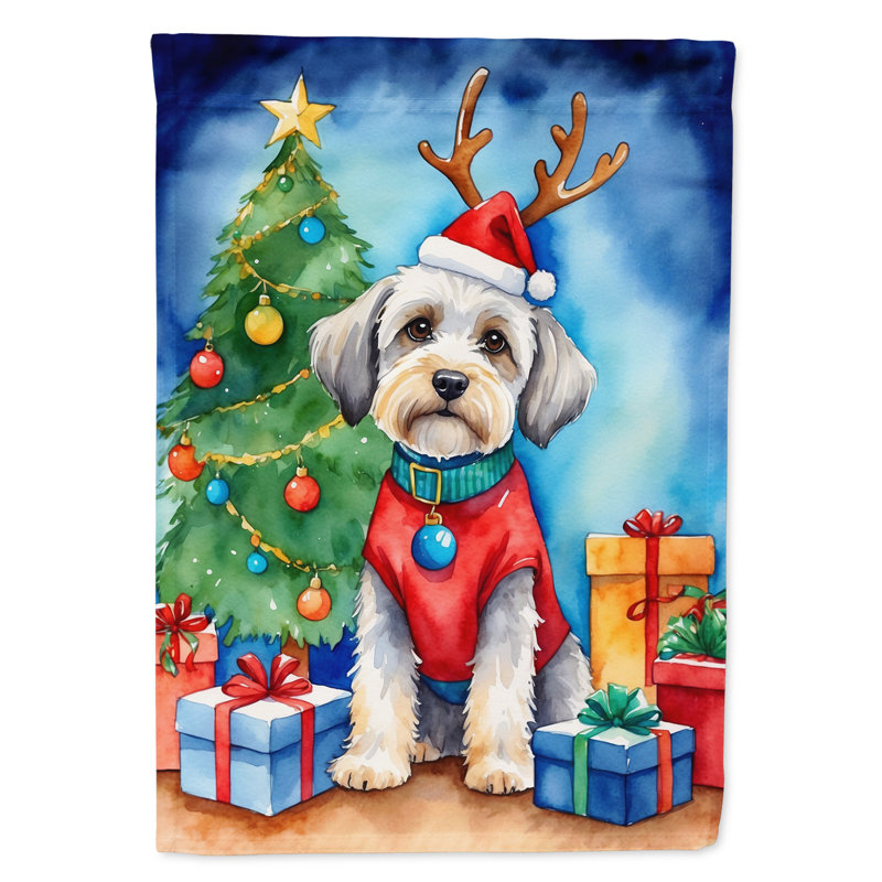 Drapeau de Noël renne de jardin, Terrier Dandie Dinmont