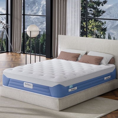 Matelas hybride moelleux 12 po Bedstory Glacier Cool avec tissu de refroidissement instantané, circulation d'air à 360 ° et mousse de confort