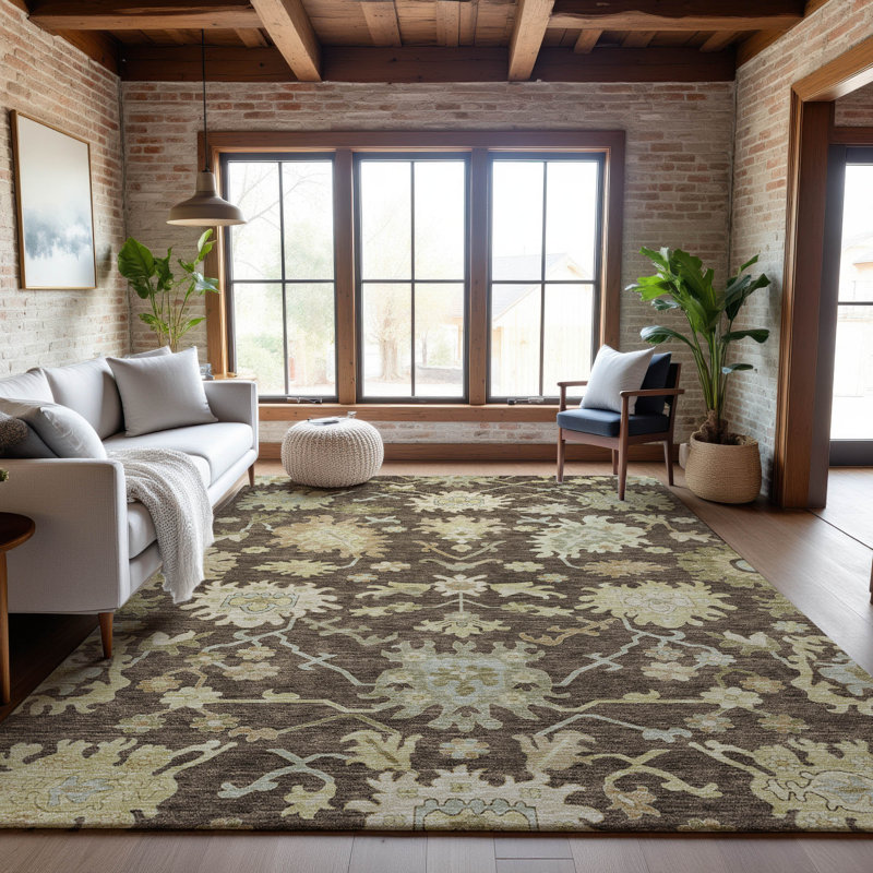 Premium Machine Washable Gurubaksh AMF1150 Global Rug, Rectangle 10 pi x 14 pi