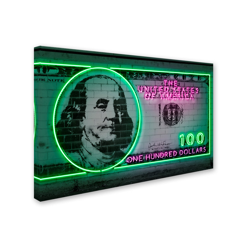 «100 Dollars» de Magar, impression sur toile tendue, H 12 po x l 19 po