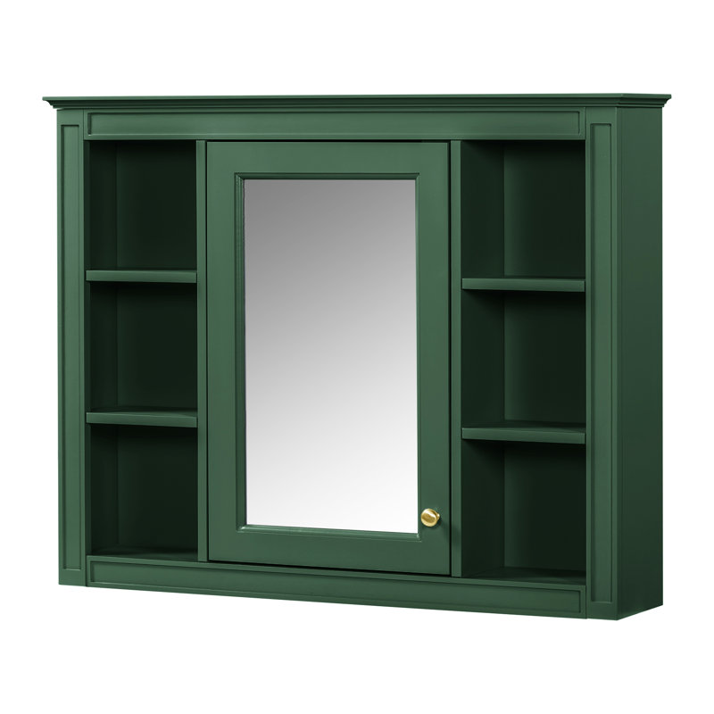Rangement mural pour salle de bain - Armoire polyvalente 35 po x 27,5 po avec miroir, Vert