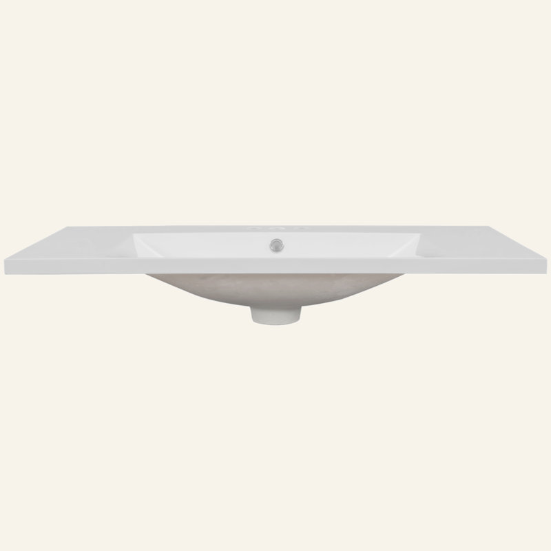 Plateau de meuble-lavabo simple 36 po avec lavabo blanc, 3 trous de robinet, céramique, blanc