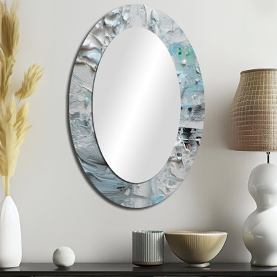 Summer Memories Abstract In White And Blue II - Blue Oval Wall Mirror Decor