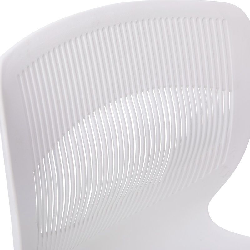 White Armless Metal Stacking Reception Chairs, Set of 5